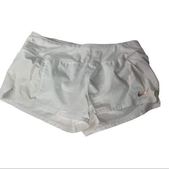 Nike white running shorts lined drawstring waist
